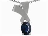 Tommaso Design™ Oval 7x5mm Genuine Sapphire and Diamond Pendant