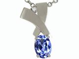 Tommaso Design™ Oval 7x5mm Genuine Tanzanite and Diamond Pendant