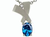 Tommaso Design™ Oval 7x5mm Genuine Blue Topaz and Diamond Pendant