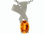 Tommaso Design™ Oval 7x5mm Genuine Citrine and Diamond Pendant