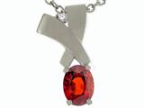 Tommaso Design™ Oval 7x5mm Genuine Garnet and Diamond Pendant