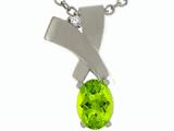Tommaso Design™ Oval 7x5mm Genuine Peridot and Diamond Pendant