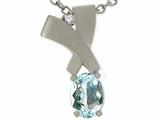 Tommaso Design™ Oval 7x5mm Genuine Aquamarine and Diamond Pendant