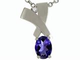 Tommaso Design™ Oval 7x5mm Genuine Iolite and Diamond Pendant