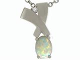 Tommaso Design™ Oval 7x5mm Genuine Opal and Diamond Pendant