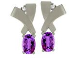 Tommaso Design™ Oval 6x4mm Genuine Amethyst Earrings