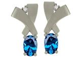 Tommaso Design™ Oval 6x4mm Genuine Blue Topaz Earrings
