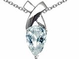 Tommaso Design™ Genuine Pear Shaped Aquamarine Pendant