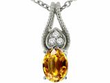 Tommaso Design™ Oval 7x5mm Genuine Citrine and Diamond Pendant