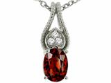 Tommaso Design™ Oval 7x5mm Genuine Garnet and Diamond Pendant