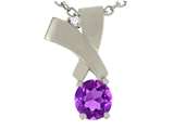Tommaso Design™ Round 6mm Genuine Amethyst and Diamond Pendant