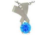 Tommaso Design™ Round 6mm Genuine Blue Topaz and Diamond Pendant