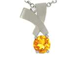 Tommaso Design™ Round 6mm Genuine Citrine and Diamond Pendant