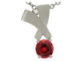 Tommaso Design™ Round 6mm Genuine Garnet and Diamond Pendant
