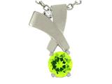 Tommaso Design™ Round 6mm Genuine Peridot and Diamond Pendant