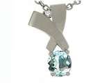 Tommaso Design™ Round 6mm Genuine Aquamarine and Diamond Pendant