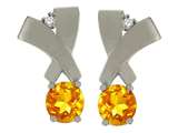 Tommaso Design™ Round 5mm Genuine Citrine and Diamond Earrings