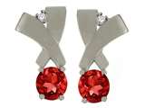 Tommaso Design™ Round 5mm Genuine Garnet and Diamond Earrings