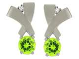 Tommaso Design™ Round 5mm Genuine Peridot and Diamond Earrings