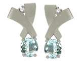 Tommaso Design™ Round 5mm Genuine Aquamarine and Diamond Earrings