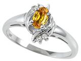 Tommaso Design™ Oval 5x3 mm Genuine Citrine and Diamond Ring