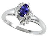 Tommaso Design™ Oval 5x3 mm Genuine Iolite and Diamond Ring