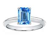 Tommaso Design™ Octagon Cut 8x6mm Genuine Blue Topaz Ring