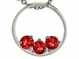 Tommaso Design™ 3 Stone Circle Of Love Genuine Garnet Pendant
