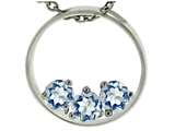 Tommaso Design™ 3 Stone Circle Of Love Genuine Aquamarine Pendant