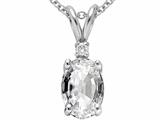 Tommaso Design™ Oval 7x5 mm Genuine White Topaz and Diamond Pendant