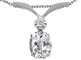 Tommaso Design™ Oval 7x5 mm Genuine White Topaz and Diamond Pendant