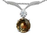 Tommaso Design™ Round 7mm Genuine Smoky Quartz Pendant