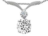 Tommaso Design™ Round 7mm Genuine White Topaz and Diamond Pendant