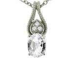 Tommaso Design™ Oval 7x5mm Genuine White Topaz and Diamond Pendant