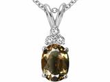 Tommaso Design™ Oval 8x6mm Genuine Smoky Quartz and Diamond Pendant