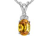 Tommaso Design™ Oval 8x6mm Genuine Citrine and Diamond Pendant