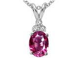 Tommaso Design™ Genuine Oval Pink Tourmaline and Diamonds Pendant