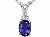 Tommaso Design™ Oval 8x6mm Genuine Iolite and Diamond Pendant