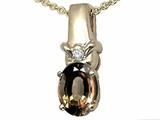 Tommaso Design™ Oval 8x6 mm Genuine Smoky Quartz and Diamond Pendant