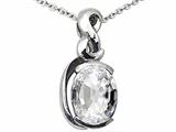 Tommaso Design™ Oval 9x7mm Genuine White Topaz Pendant