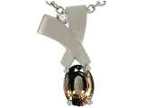 Tommaso Design™ Oval 7x5mm Genuine Smoky Quartz and Diamond Pendant