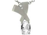 Tommaso Design™ Oval 7x5mm Genuine White Topaz and Diamond Pendant