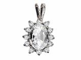 Tommaso Design™ Oval 8x6 mm Genuine White Topaz and Diamond Pendant