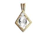 Tommaso Design™ Oval 7x5mm Genuine White Topaz and Diamond Pendant