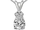 Tommaso Design™ Pear Shape 8x6mm Genuine White Topaz and Diamond Pendant