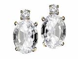 Tommaso Design™ Oval 7x5mm Genuine White Topaz and Diamond Earrings