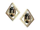 Tommaso Design™ Oval 5x3mm Genuine Smoky Quartz and Diamond Earrings