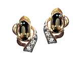 Tommaso Design™ Oval 6x4 mm Genuine Smoky Quartz and Diamond Earrings