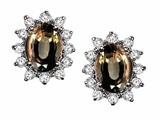 Tommaso Design™ Oval 8x6 mm Genuine Smoky Quartz and Diamond Earrings