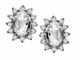 Tommaso Design™ Oval 8x6 mm Genuine White Topaz and Diamond Earrings